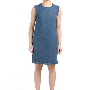 Hope & Harlow size 6 blue denim fringe dress